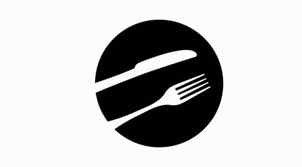 Vector Isolated Illustration of a Rounded Restaurant Icon with Cutlery