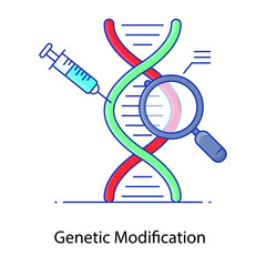 
Concept flat outline icon of genetic modification
