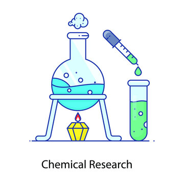 
Chemical Research Icon In Flat Outline Concept
