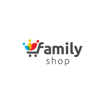 family shopping cart logo, Kids Store Logo Design Vector Template Inspiration