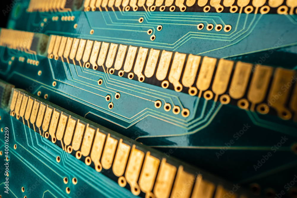 Poster macro photo of electronic circuit board in computer
