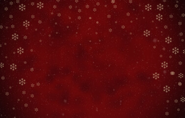 Festive bokeh on a red background. Merry christmas and Happy New Year. Background for the design. White snowflakes.