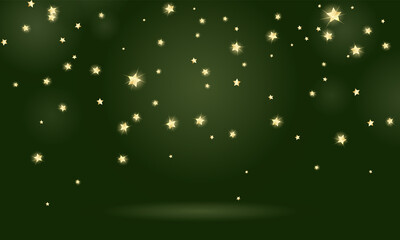 Golden Confetti.  Festive background, design for cards, invitations. Abstract texture on a green background. Design element. Vector illustration, eps 10.