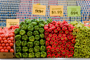 Vegetables stacked at a local supermarket