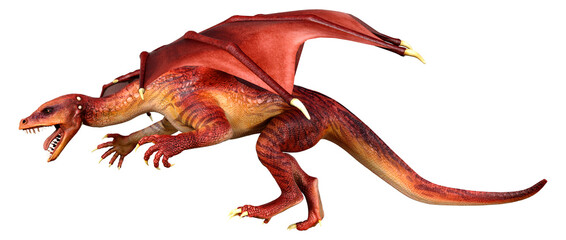 3D Rendering Fairy Tale Dragon on White