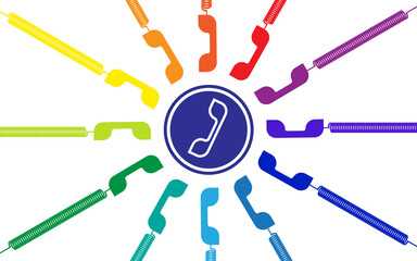 Colorful group of Handset telephone icon