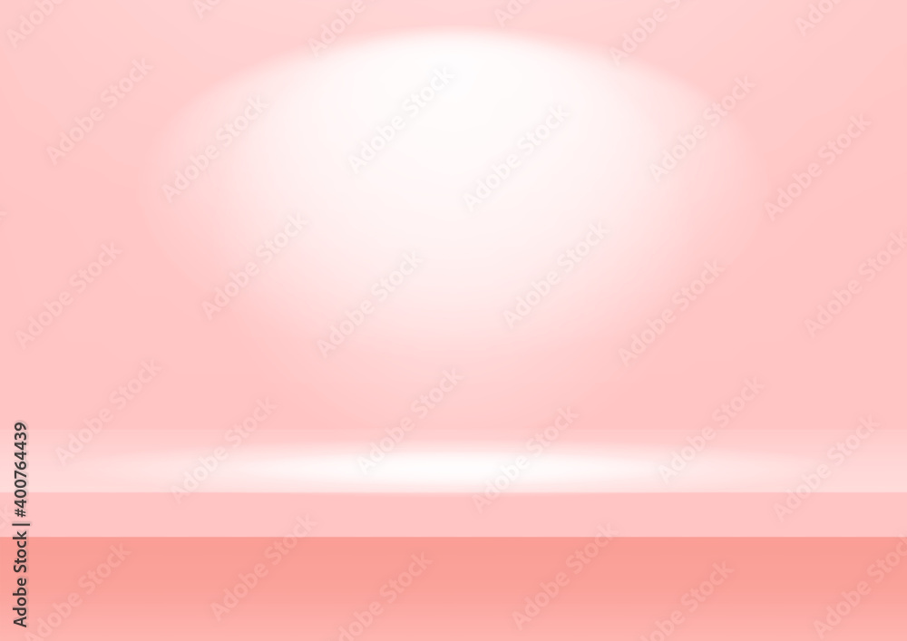 Aufkleber realistic pink shelf on the studio wall. empty studio pink background for product display with copy 
