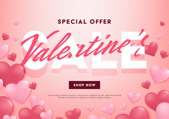 Valentine's day sale banner design template. Valentines day sale poster.