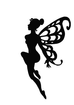 Black fairy silhouette with wings