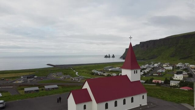 Vik on Iceland church on the hill