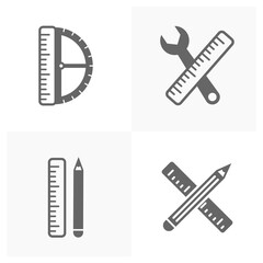 Set of Ruler tools icon vector, Engineering simple icon template, Illustration