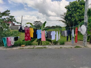 
Hang clothes on a clothesline in Southeast Asia
