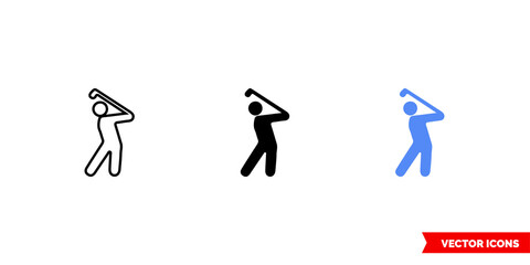 Map symbol golfing icon of 3 types color, black and white, outline. Isolated vector sign symbol.
