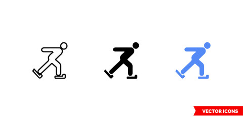 Map symbol ice skating icon of 3 types color, black and white, outline. Isolated vector sign symbol.