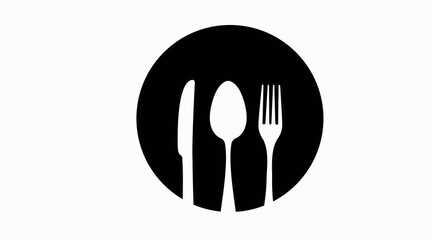 Vector Isolated Illustration of a Rounded Restaurant Icon with Cutlery