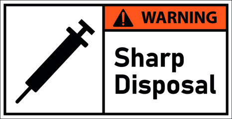 Sign Warning Sharp Disposal,Draw from Vector Illustration.