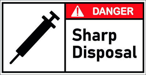 Sign Danger Sharp Disposal,Draw from Vector Illustration.