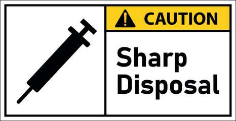 Sign Caution Sharp Disposal,Draw from Vector Illustration.