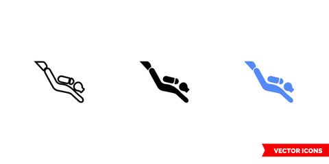 Map symbol scuba diving icon of 3 types color, black and white, outline. Isolated vector sign symbol.