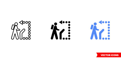 Map symbol self-guiding trail icon of 3 types color, black and white, outline. Isolated vector sign symbol.