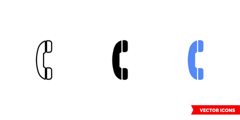 Map symbol telephone icon of 3 types color, black and white, outline. Isolated vector sign symbol.