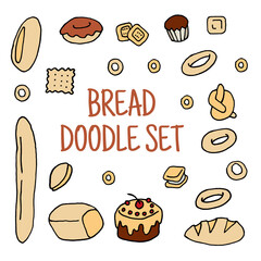 Colored Bread doodle set for a bread shop