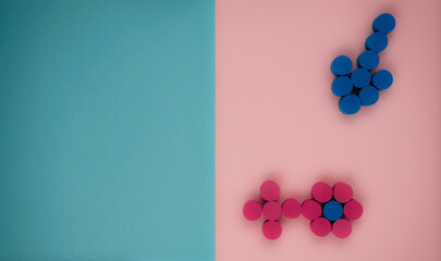 background for valentine's day pink and blue with symbols of man and woman