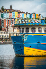 Bristol harbour boats and colourful houses