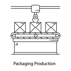 
Packaging production flat outline icon, manufacturing 

