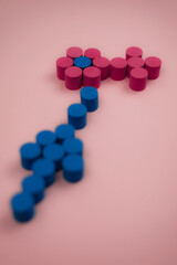 background for valentine's day pink and blue with symbols of man and woman