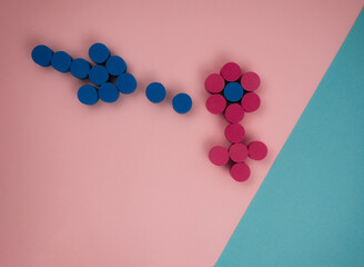 background for valentine's day pink and blue with symbols of man and woman