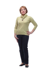 Fototapeta premium Full length portrait of a caucasian woman isolated on white