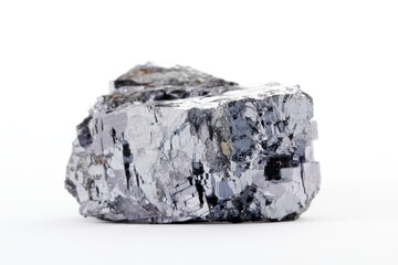 magnetite mineral with white background. iron rock ore