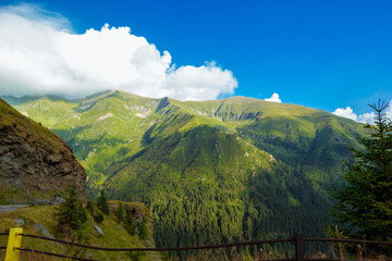 Romanian Carpathian mountains on a summertime. Amaizing view on the mountains and cloudy sky from...