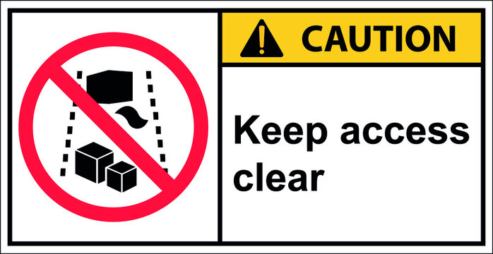 Vector Caution keep access clear.Draw from Illustration.