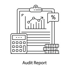 
Audit report flat outline icon, business analysis 
