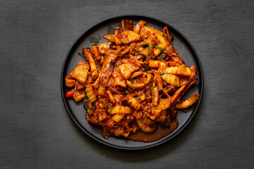 Korean Style Spicy Squid with Pork which is called Ohsambulgogi