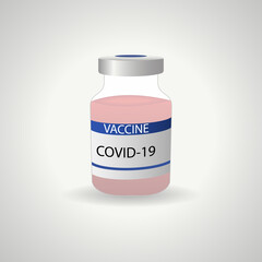 Vaccine against the coronavirus COVID-19.Flat icons of the vaccine bottle. Treatment of the COVID-19 coronavirus. Vector illustrations