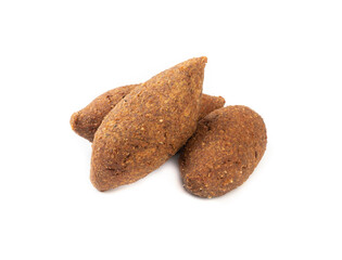 Traditional arabic fried kibbeh isolated over white background. Typical brazilian snack