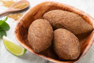 Traditional arabic fried kibbeh. Typical brazilian snack