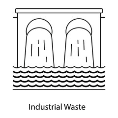 
Industrial waste flat outline icon, drainage 
