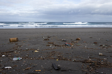 Beach with pollution.