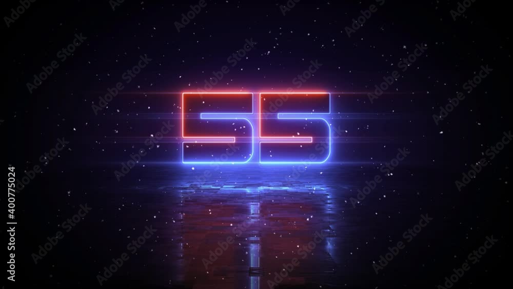 Poster futuristic sweet light 60 seconds countdown timer glowing neon sign display with floor reflection am