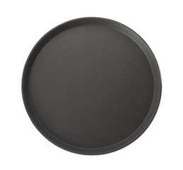 New black serving tray isolated on white, top view