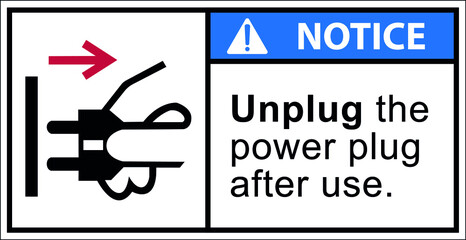 Notice disconnect mains plug from electrical outlet.