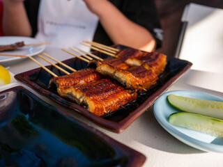 Japanese Food BBQ unagi skewer