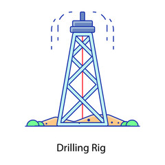
Offshore platform, flat outline icon of drilling platform 
