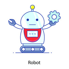 
Robot flat outline icon, bionic person
