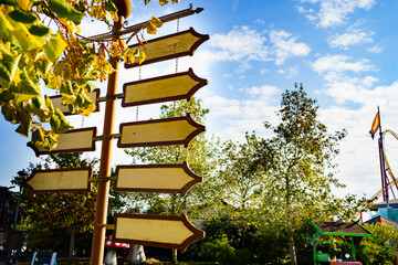 place for the inscription on the direction signs in the park.