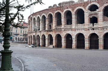 Exterior of the Arena of Verona in Piazza Bra, Verona, Veneto, Italy